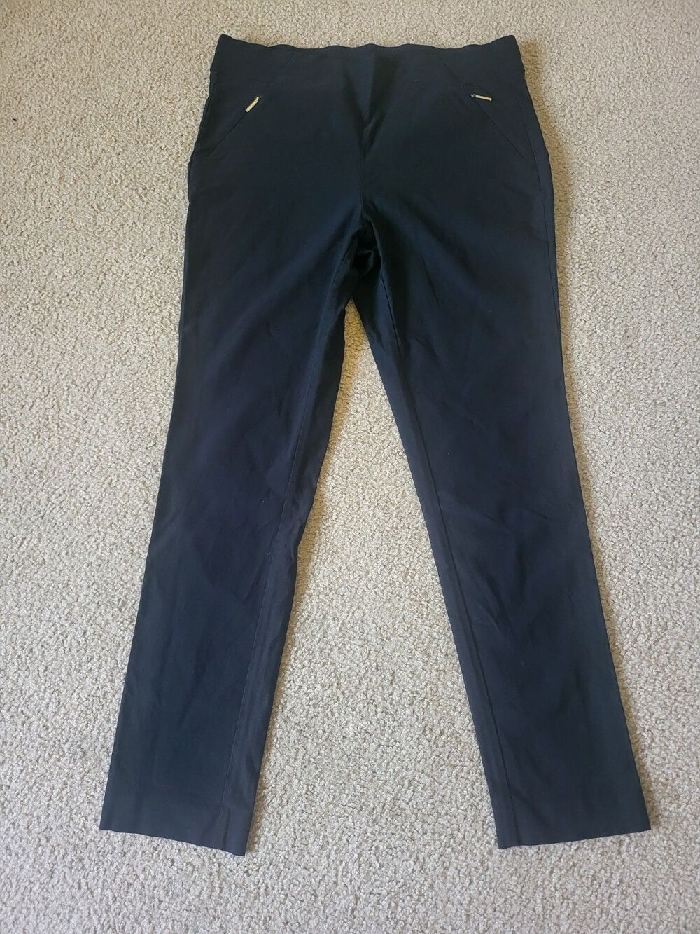 Anne Klein Black Pants Stretch Womens Size 10 Skinny Elegant Pull-On